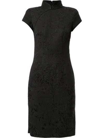Shop Shanghai Tang Jacquard Qipao Dress In Black