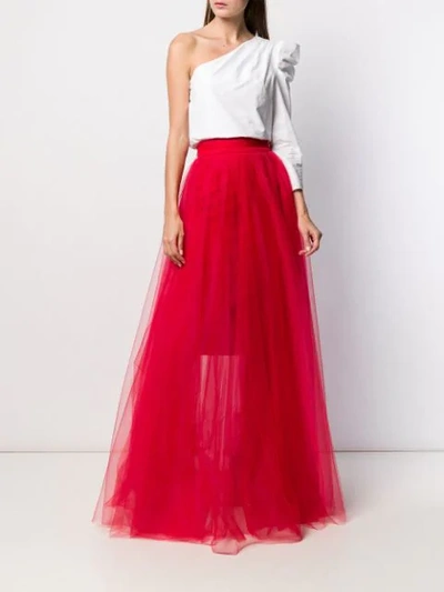 Shop Loulou Sheer Tulle Full Skirt In Red