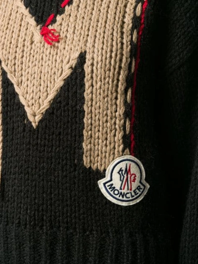 Shop Moncler Intarsia Knitted Jumper In Black