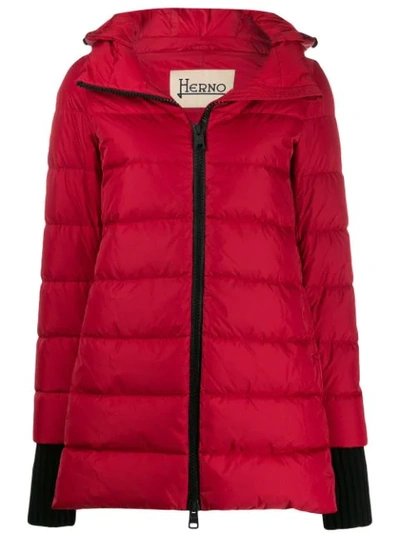 Shop Herno Hooded Puffer Jacket In 6093 Red