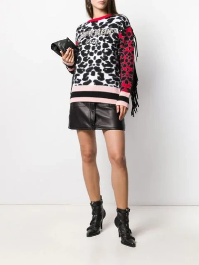 PHILIPP PLEIN ANIMAL PRINT FRINGED JUMPER 