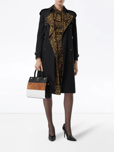 Shop Burberry Leopard-print Lined Trench Coat In Black