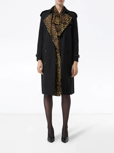 Shop Burberry Leopard-print Lined Trench Coat In Black