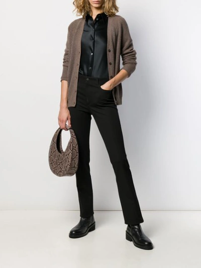 Shop Joseph Cashmere Ribbed Knit Cardigan In Brown