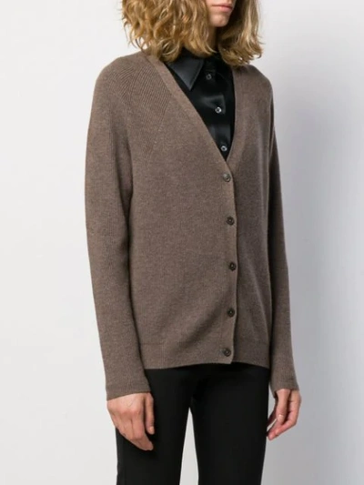 Shop Joseph Cashmere Ribbed Knit Cardigan In Brown