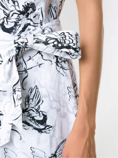 Shop Andrea Marques Printed Pleat Dress In White
