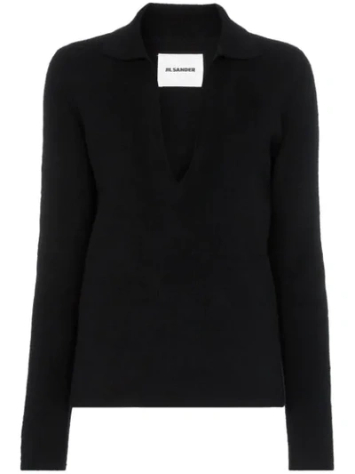 Shop Jil Sander Pullover Mit V-kragen In Black