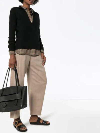 Jil Sander Pullover Mit V-kragen In Black