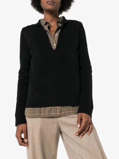 Jil Sander Pullover Mit V-kragen In Black