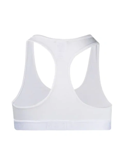 Shop Msgm Logo Trim Sports Bra In White