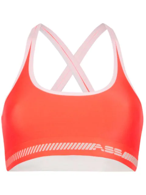 neon orange sports bra