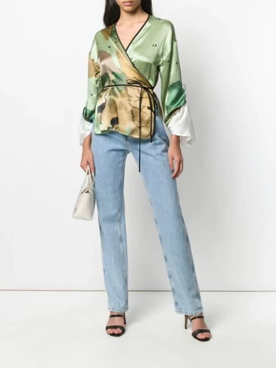 Shop Act N°1 Wrap Kimono Top In Green