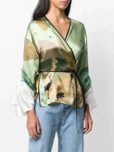 Shop Act N°1 Wrap Kimono Top In Green