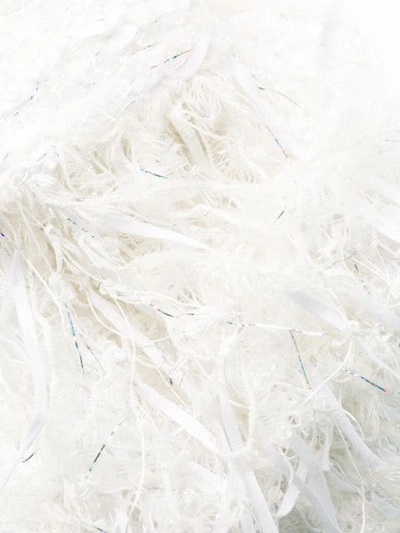 Shop Balmain Feather-trimmed Tweed Blazer Dress In White