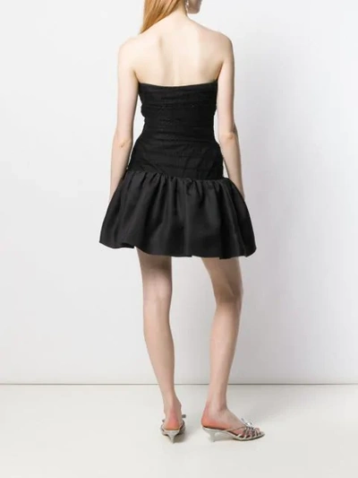 Pre-owned Saint Laurent 1980's Tulle Panel Strapless Dress In Black