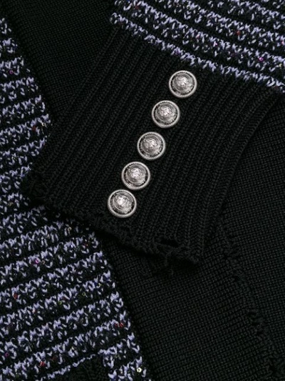 Shop Balmain Knitted Jacket In Purple