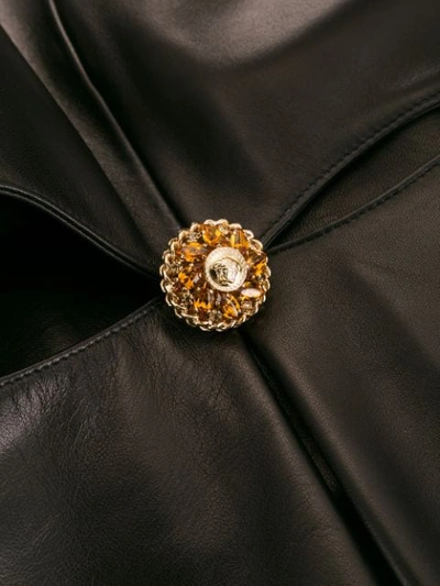 Shop Versace Cut Out Embellished Jacket In Black