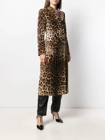 Shop Dolce & Gabbana Leopard Print Double-breasted Coat In Neutrals