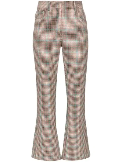 OFF-WHITE TAILORED HOUNDSTOOTH CROPPED TROUSERS - 大地色