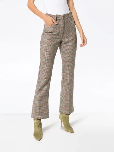 OFF-WHITE TAILORED HOUNDSTOOTH CROPPED TROUSERS - 大地色