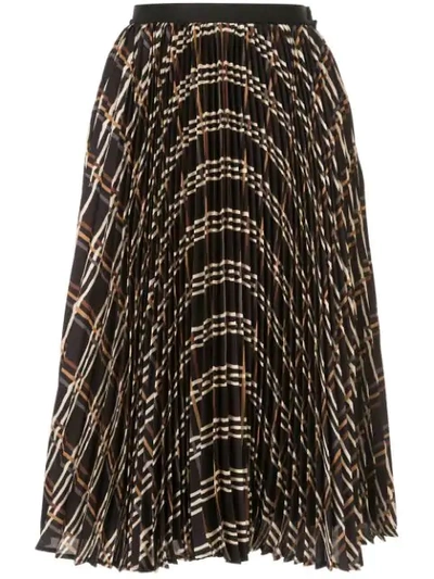 Shop Antonio Marras Pleated Check Skirt In Black