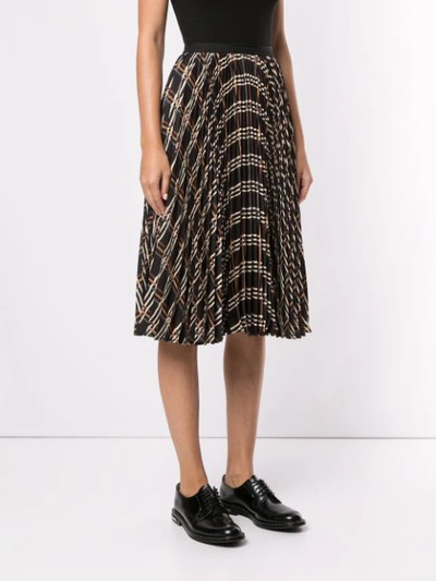 Shop Antonio Marras Pleated Check Skirt In Black