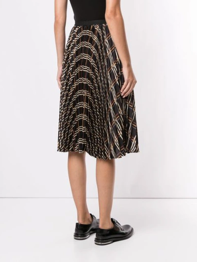 Shop Antonio Marras Pleated Check Skirt In Black