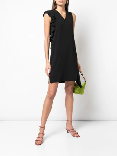 Shop Akris Punto Ruffled Detail Shift Dress In Black