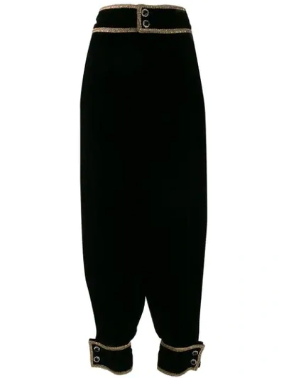 Shop Gucci Bejeweled Tapered Trousers In Black