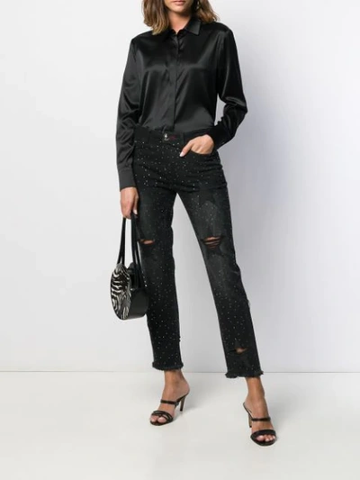 Shop Philipp Plein Distressed High Rise Boyfriend Jeans In Black