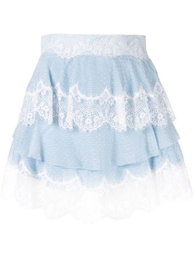 Shop Alice Mccall Divine Sister Tiered Lace Skirt In Blue