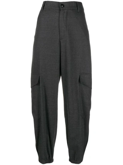 Shop Barena Venezia High-rise Pleated Tapered Trousers In Grey