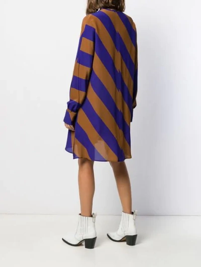 Shop Alysi Striped Shirt Dress In Brown