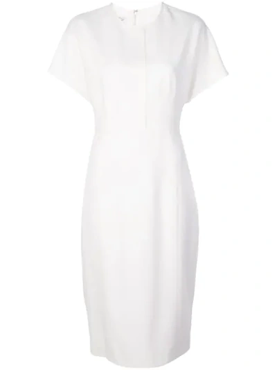 Shop Narciso Rodriguez Fitted Knit Midi Dress In White