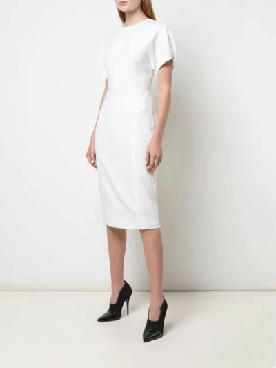 Shop Narciso Rodriguez Fitted Knit Midi Dress In White