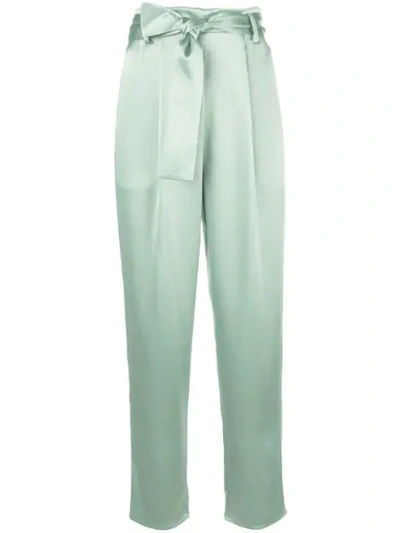 Shop Sally Lapointe Tie-waist Straight-leg Trousers In Green
