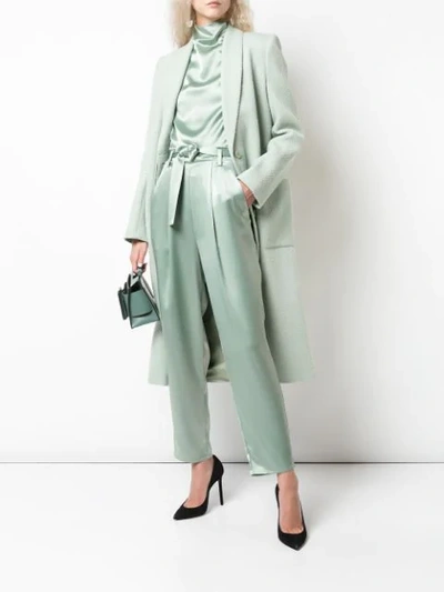 Shop Sally Lapointe Tie-waist Straight-leg Trousers In Green