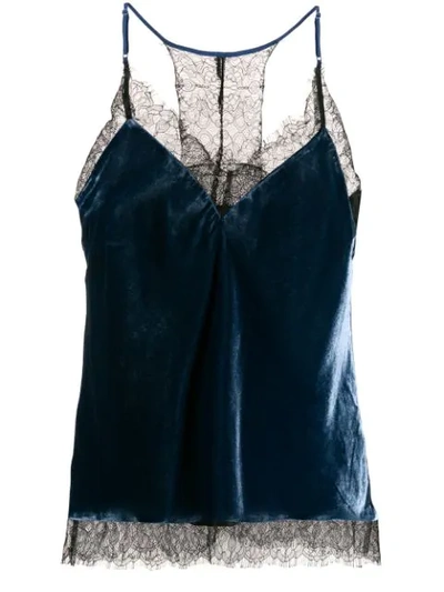 Shop Gold Hawk Lace-trim Camisole Top In Blue