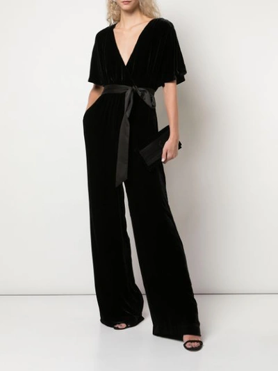 Shop Alice And Olivia Breanna Velvet Jumpsuit In Black