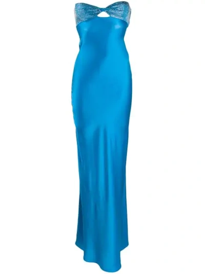 Shop Alessandra Rich Sequin Embellished Evening Dress In Blue