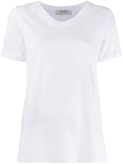Shop Max Mara Cuffed T-shirt In White