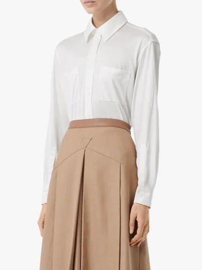 Shop Burberry Silk Oversized Shirt In White