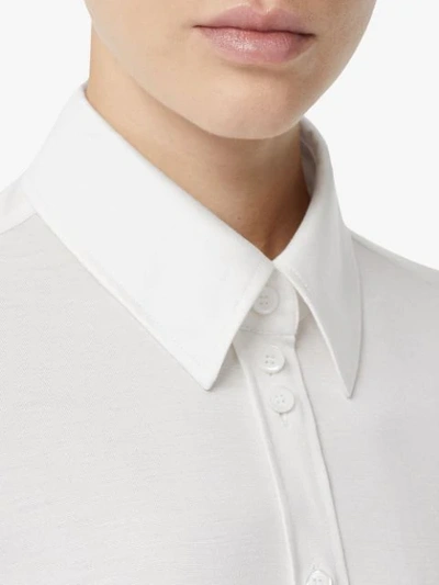 Shop Burberry Silk Oversized Shirt In White