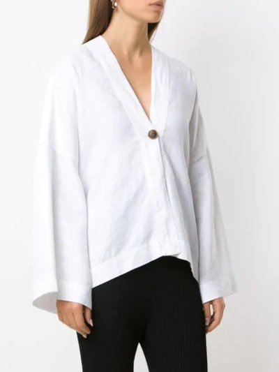 Shop Osklen Panelled Linen Blouse In White