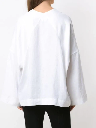 Shop Osklen Panelled Linen Blouse In White