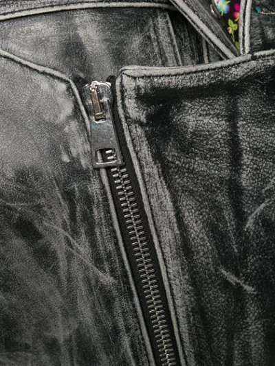 Shop Manokhi Distressed Biker Jacket In Grey