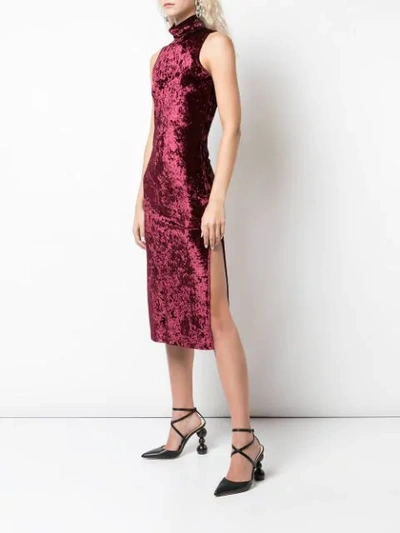Shop Caroline Constas Sleeveless Mock Neck Dress In Red