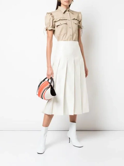 Shop Jil Sander Pleated Midi Skirt In White