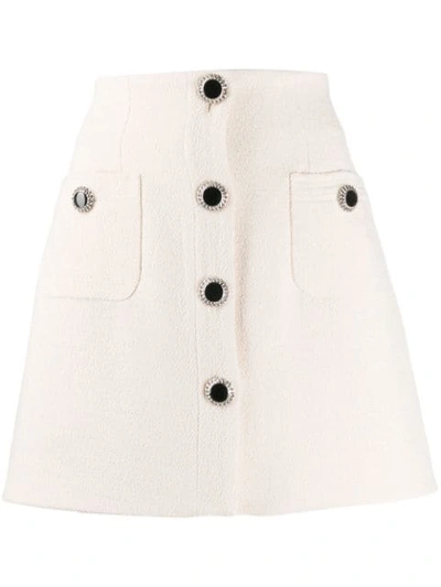 Shop Alessandra Rich Buttoned A-line Skirt In White