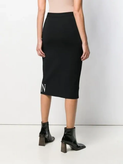 Shop Valentino Logo Pencil Skirt - Black